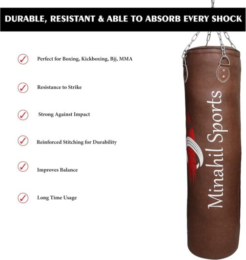 Heavy Punching Bag for Home and Gym | Muay Thai, Kickboxing, MMA, Karate, Taekwondo, Boxing, Fighting, Punching, Combat Training | Synthetic Leather Unfilled