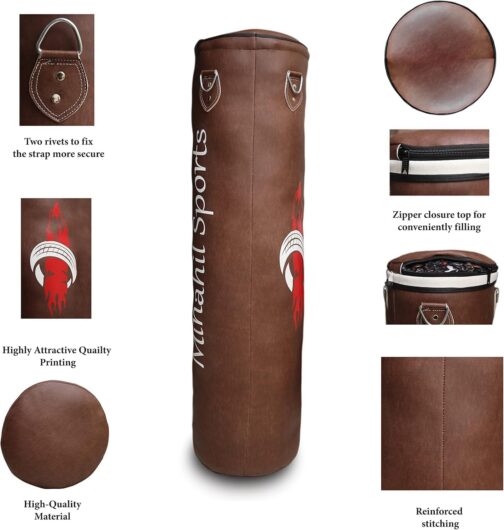Heavy Punching Bag for Home and Gym | Muay Thai, Kickboxing, MMA, Karate, Taekwondo, Boxing, Fighting, Punching, Combat Training | Synthetic Leather Unfilled - Image 6
