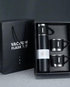 Insulated Stainless Steel Sport Vacuum Flask Set with Two Cups – Keeps Hot or Cold – Perfect for Tea – a 500ml Gift Box