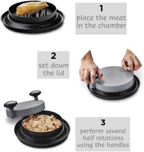 Manual Plastic Meat Shredder Shred Machine Bear Claws Chicken Shredding Tool with Handles (Black, Medium=) - Image 4
