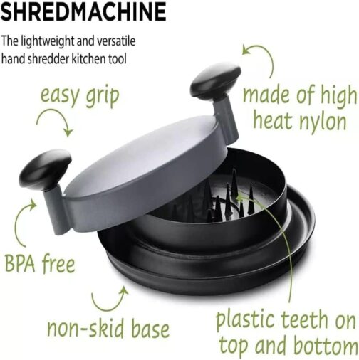 Manual Plastic Meat Shredder Shred Machine Bear Claws Chicken Shredding Tool with Handles (Black, Medium=) - Image 5