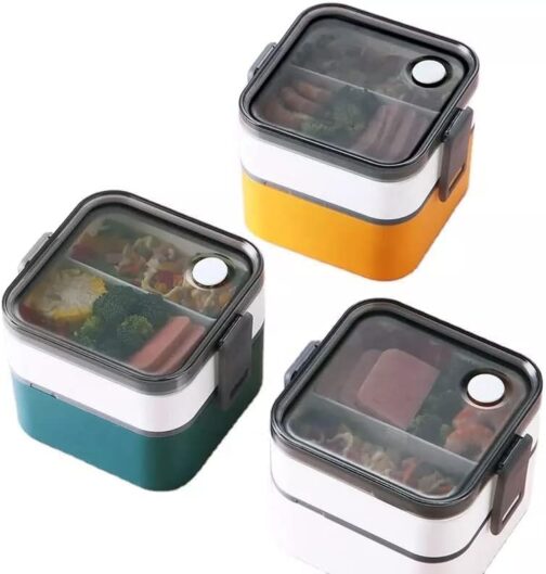 Reusable Square Food Grade Microwaveable Leakproof Adult Office Food Container Plastic Lunch Box Storage Bento Box