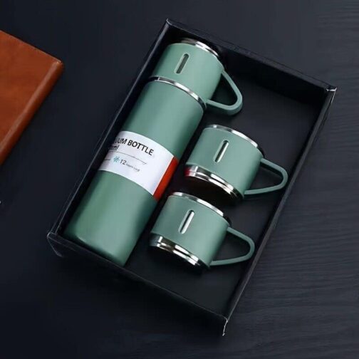Insulated Stainless Steel Sport Vacuum Flask Set with Two Cups - Keeps Hot or Cold - Perfect for Tea - a 500ml Gift Box - Image 8