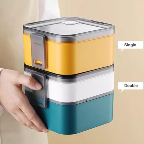 Reusable Square Food Grade Microwaveable Leakproof Adult Office Food Container Plastic Lunch Box Storage Bento Box - Image 5