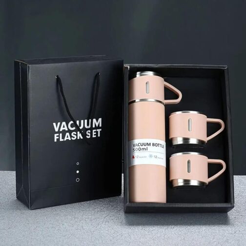 Insulated Stainless Steel Sport Vacuum Flask Set with Two Cups - Keeps Hot or Cold - Perfect for Tea - a 500ml Gift Box - Image 9