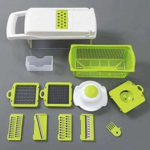 11 in 1 Multifunctional Food, Vegetable Chopper, Pro Onion, Veggie Chopper With 8 Blades, Carrot and Garlic Chopper, Kitchen Vegetable Slicer Dicer Cutter, With Container - Image 2