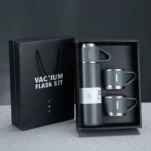 Insulated Stainless Steel Sport Vacuum Flask Set with Two Cups - Keeps Hot or Cold - Perfect for Tea - a 500ml Gift Box - Image 7