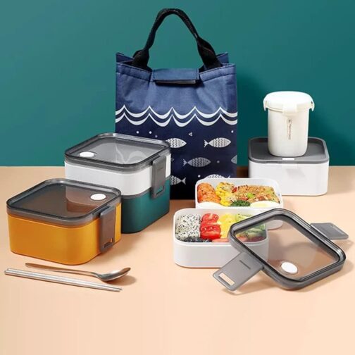 Reusable Square Food Grade Microwaveable Leakproof Adult Office Food Container Plastic Lunch Box Storage Bento Box - Image 8