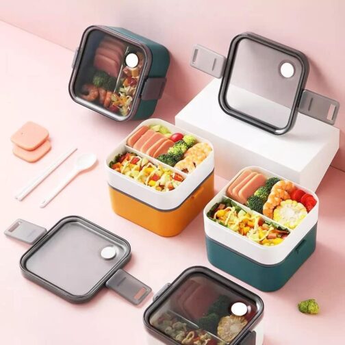 Reusable Square Food Grade Microwaveable Leakproof Adult Office Food Container Plastic Lunch Box Storage Bento Box - Image 7