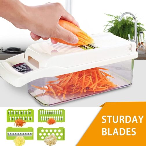 11 in 1 Multifunctional Food, Vegetable Chopper, Pro Onion, Veggie Chopper With 8 Blades, Carrot and Garlic Chopper, Kitchen Vegetable Slicer Dicer Cutter, With Container - Image 6