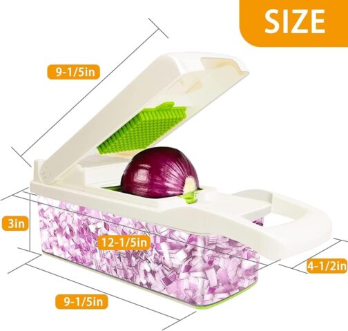 11 in 1 Multifunctional Food, Vegetable Chopper, Pro Onion, Veggie Chopper With 8 Blades, Carrot and Garlic Chopper, Kitchen Vegetable Slicer Dicer Cutter, With Container - Image 10